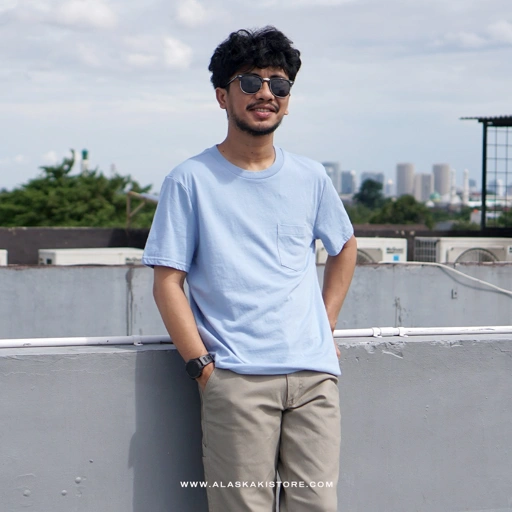 Image of Standard Fit Pocket Tee Blue GA4060
