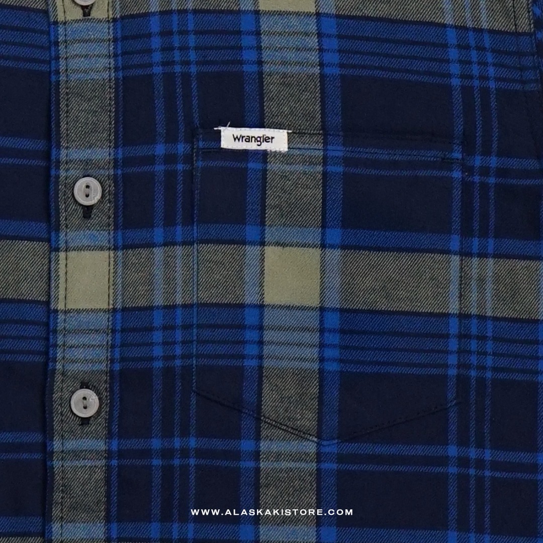 Short Sleeve Plaid Shirt Blue WR2003