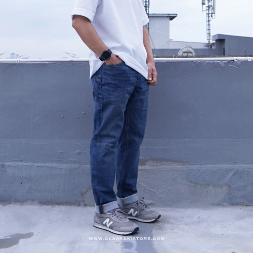 Image of Slim Fit Denim  Trousers Blue Washed DL5022