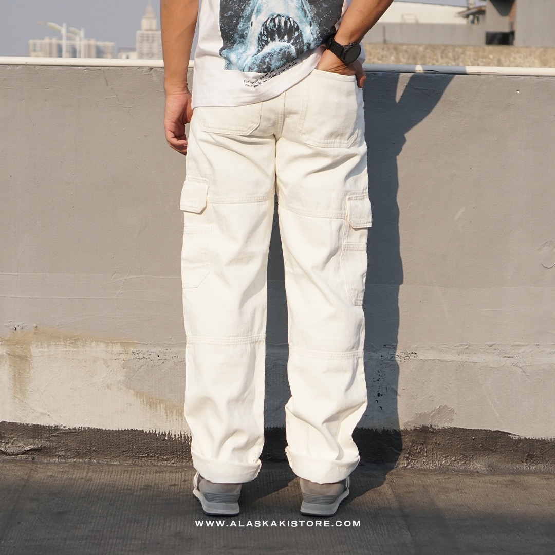 Loose Cargo Pants Off White BS5037