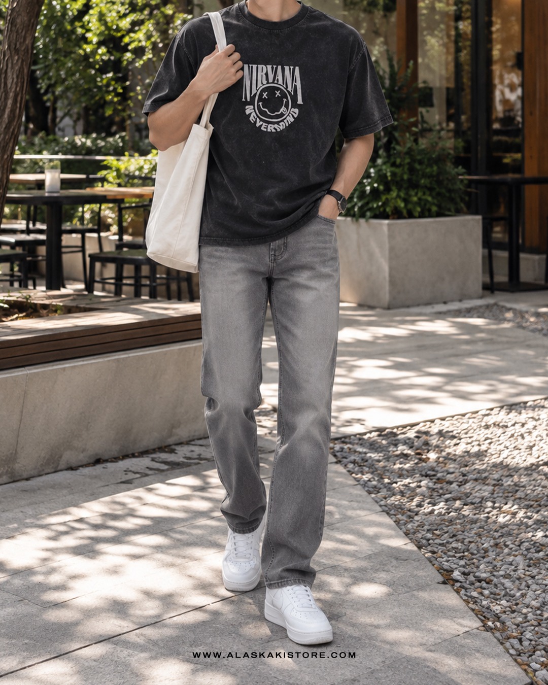 Slim Straight Jeans Grey Washed UQ5039
