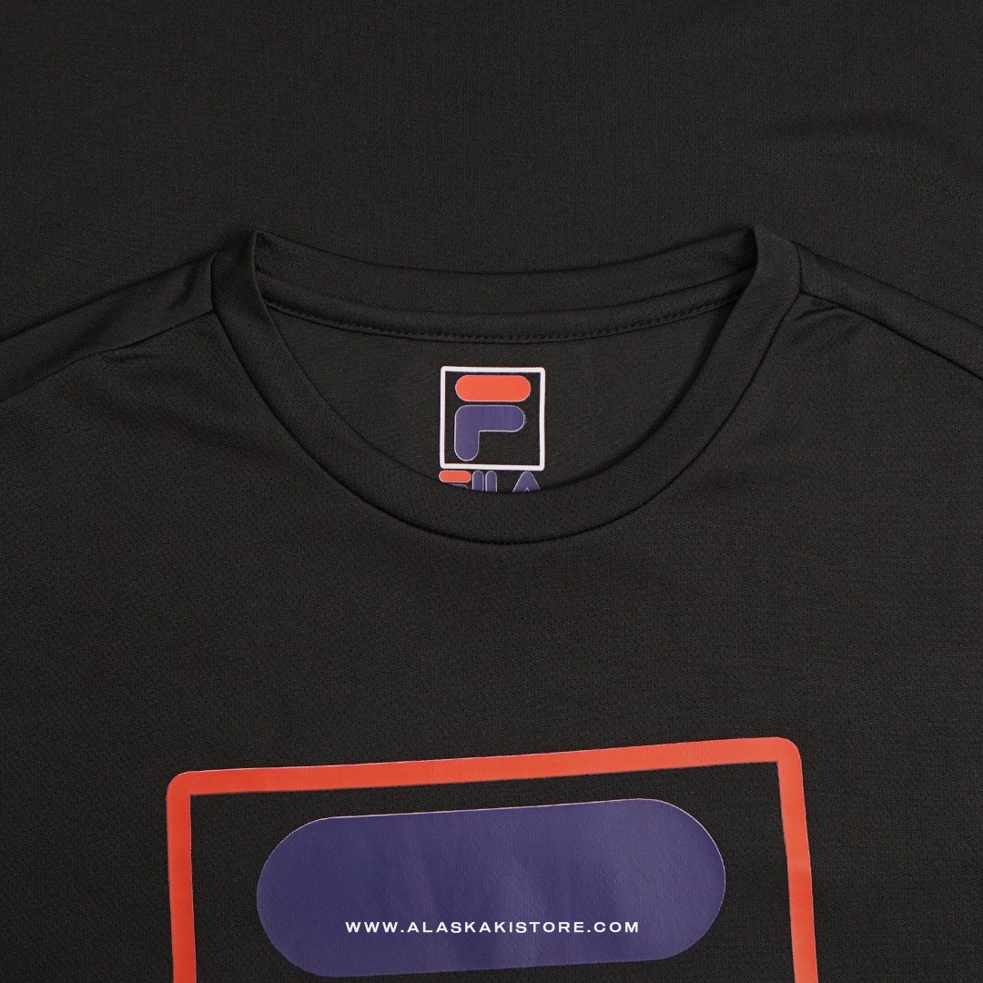 Quickdry Tshirt Black Logo Red FL4016