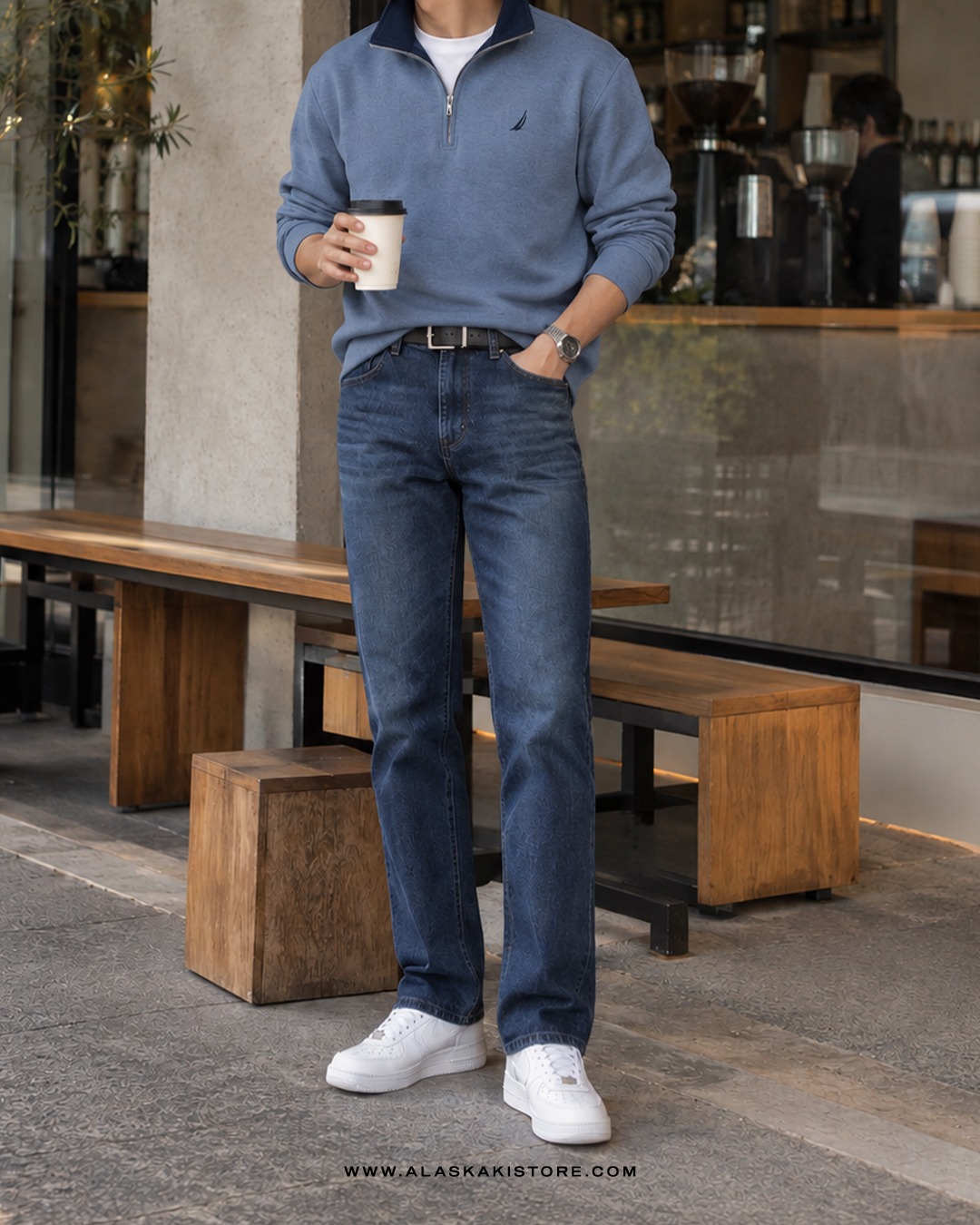 Slim Straight Jeans Blue UQ5041