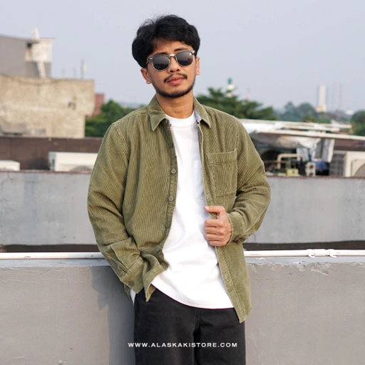 Image of Longsleeve Corduroy Shirt Olive SS2003