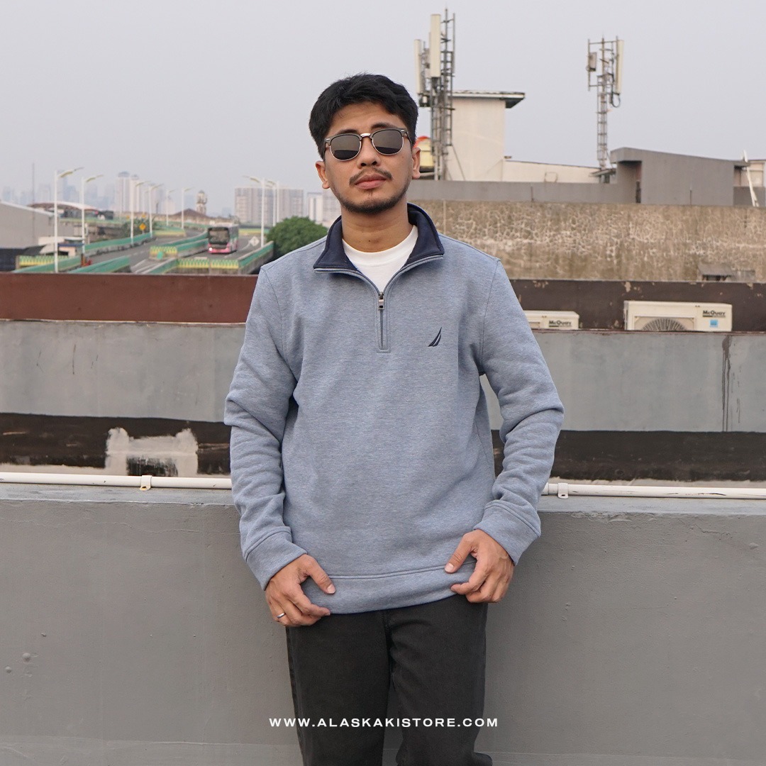 Half Zip Sweatshirt Heather Blue NC1009