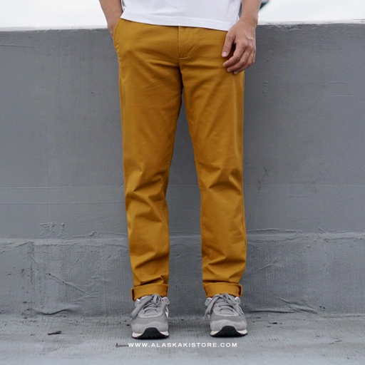 Image of Slim Fit Chino Trousers Mustard GF5034