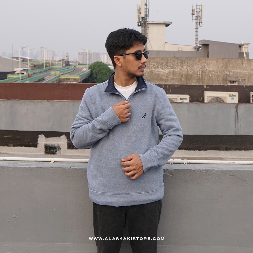 Half Zip Sweatshirt Heather Blue NC1009