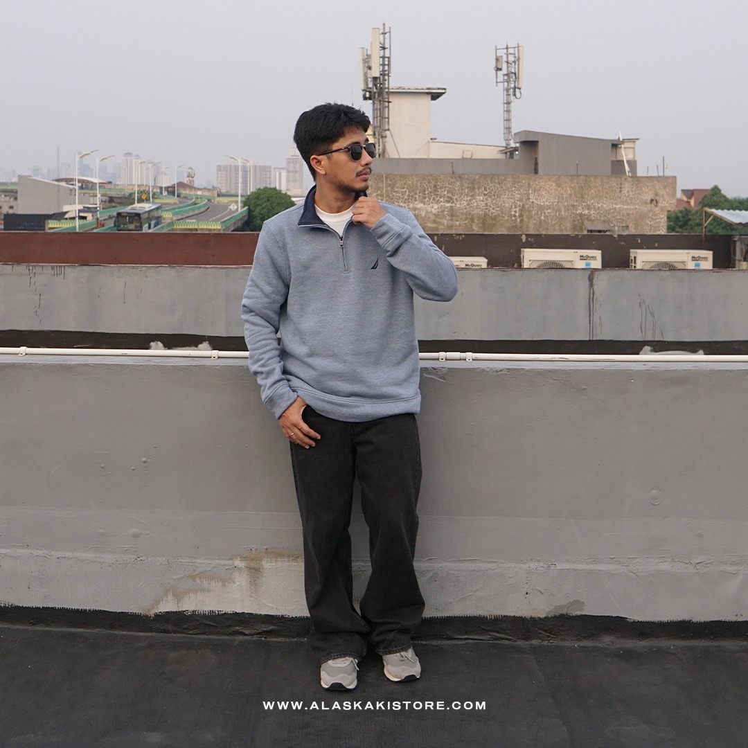 Half Zip Sweatshirt Heather Blue NC1009