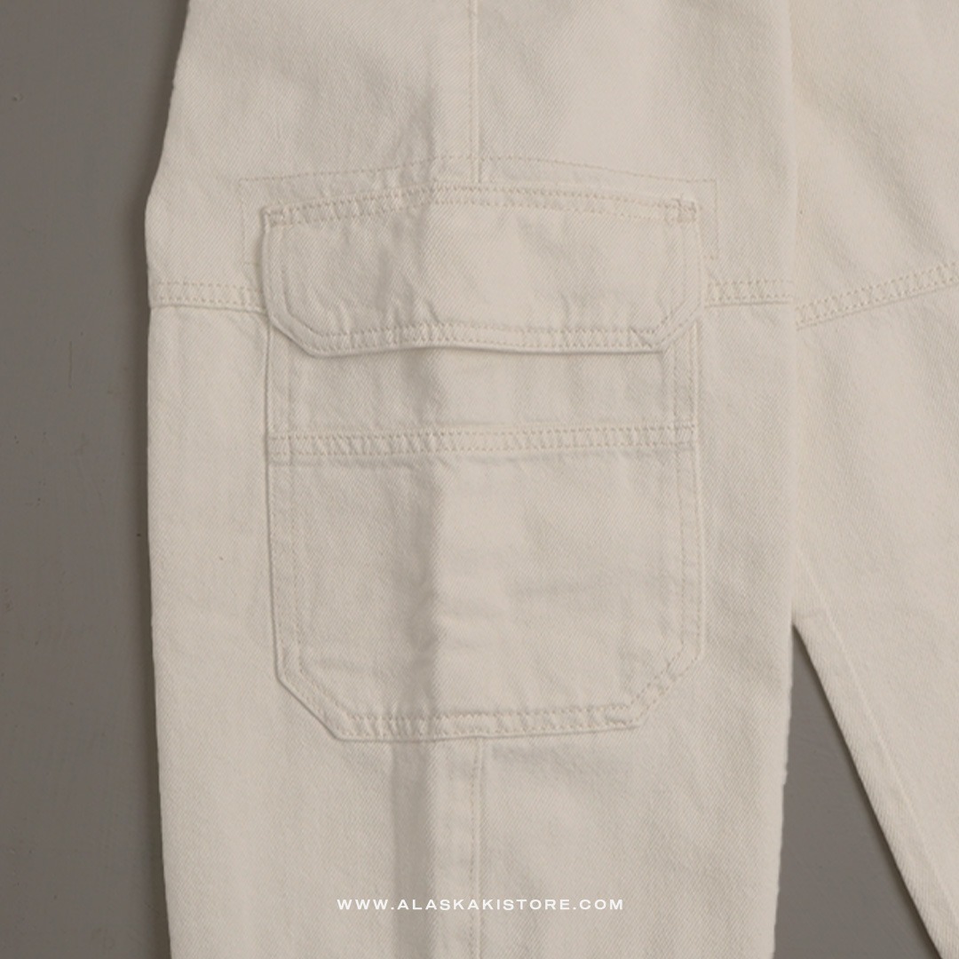 Loose Cargo Pants Off White BS5037