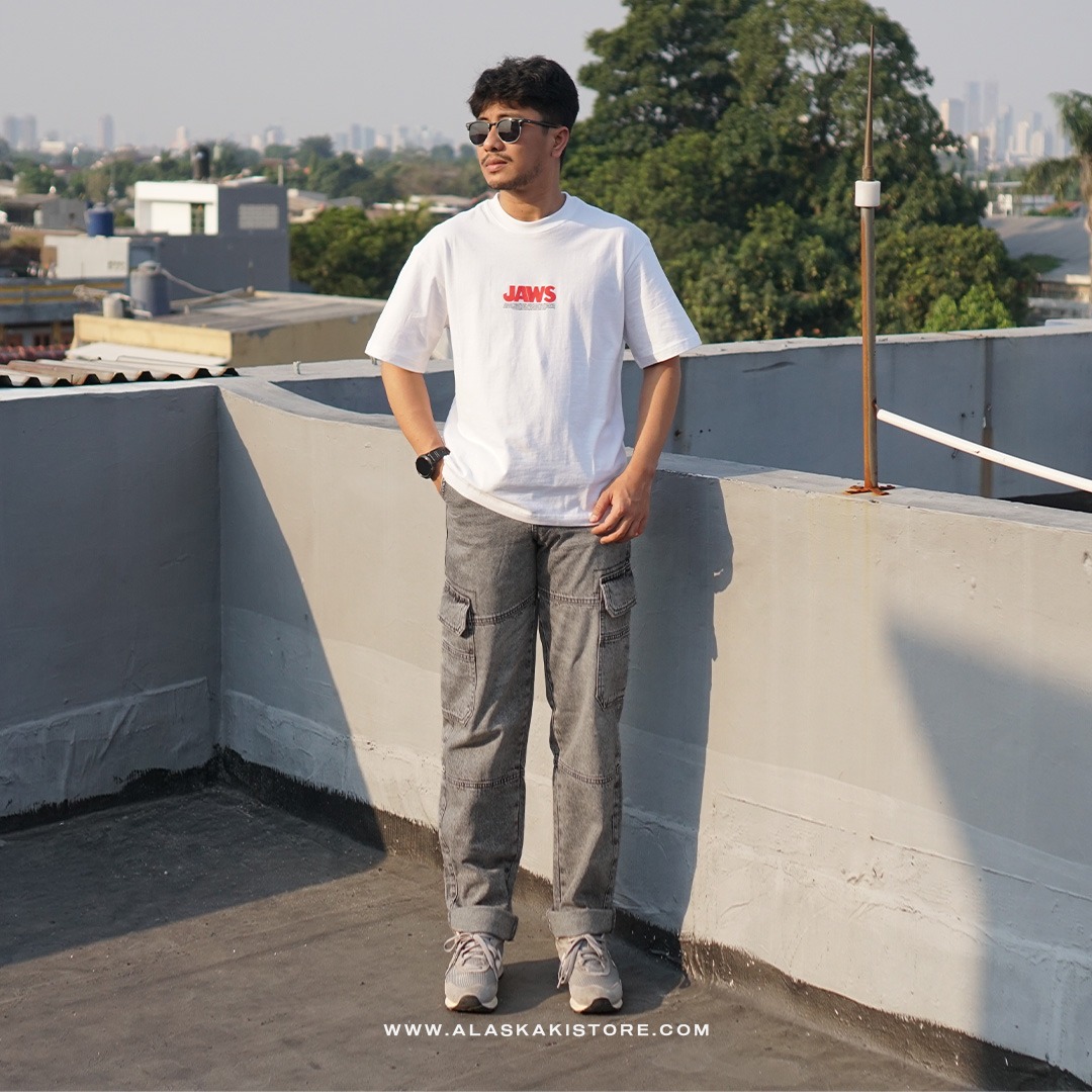 Loose Cargo Pants Grey Washed BS5039
