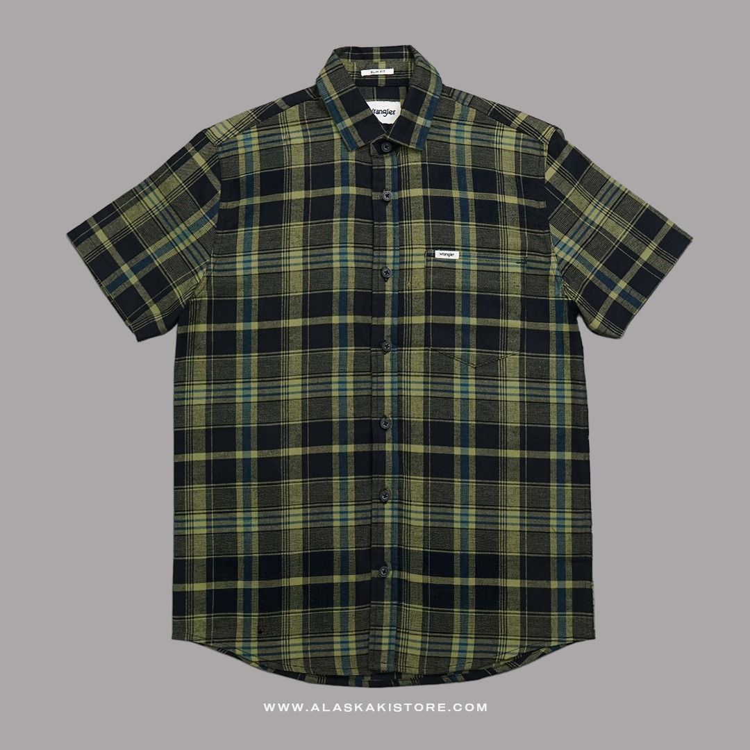 Short Sleeve Plaid Shirt Green WR2004