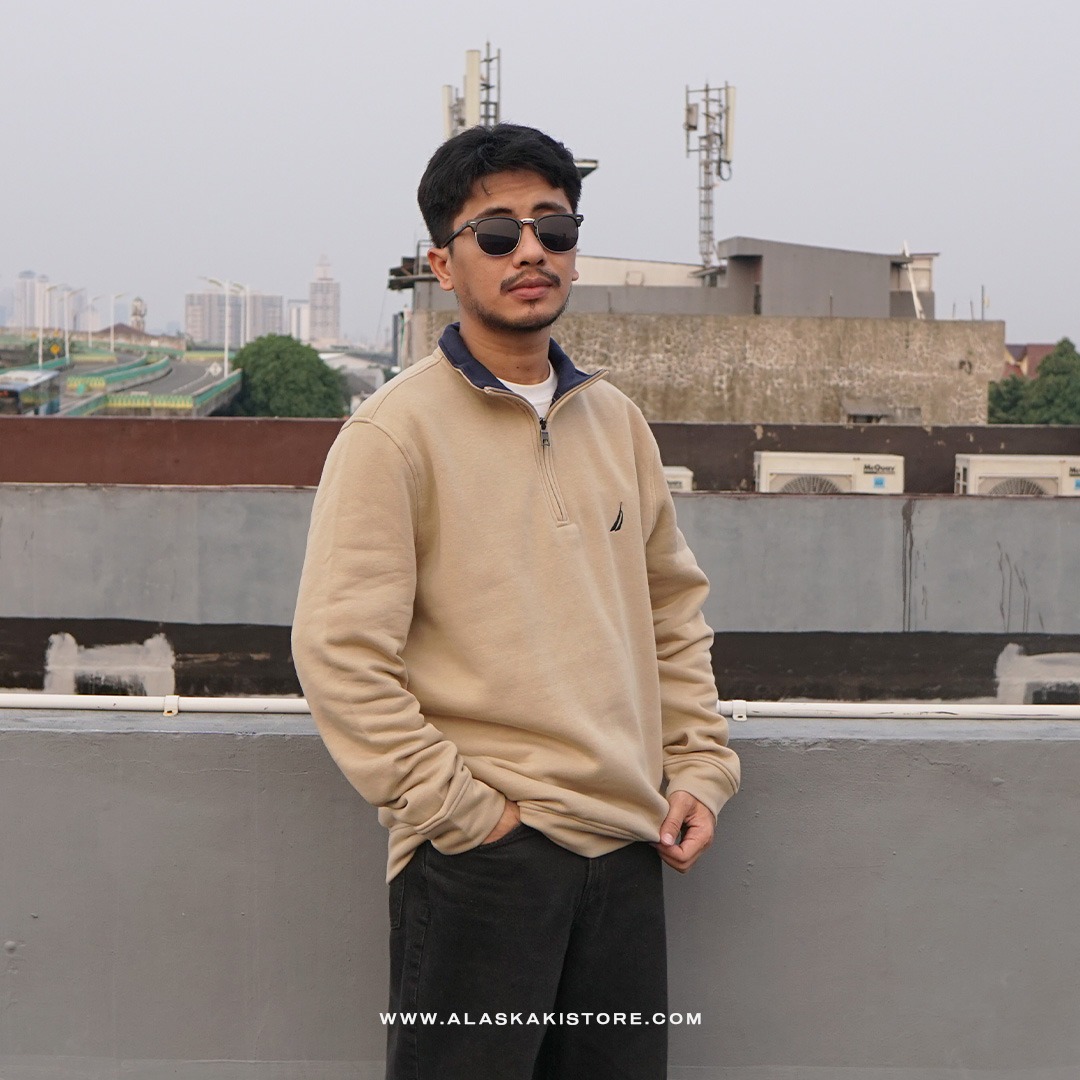 Half Zip Sweatshirt Khaki NC1011