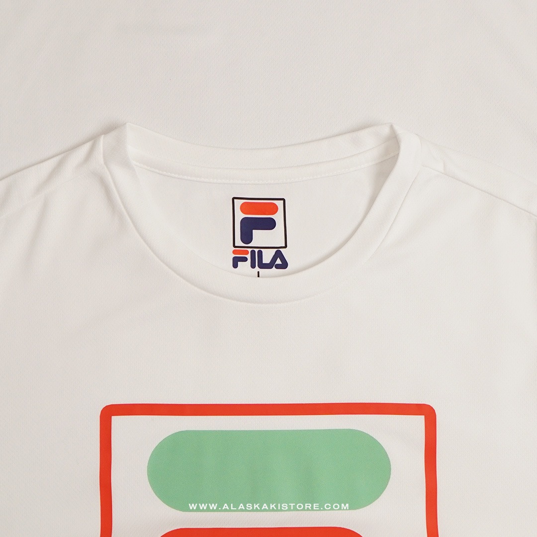 Quickdry Tshirt White Logo Red FL4017