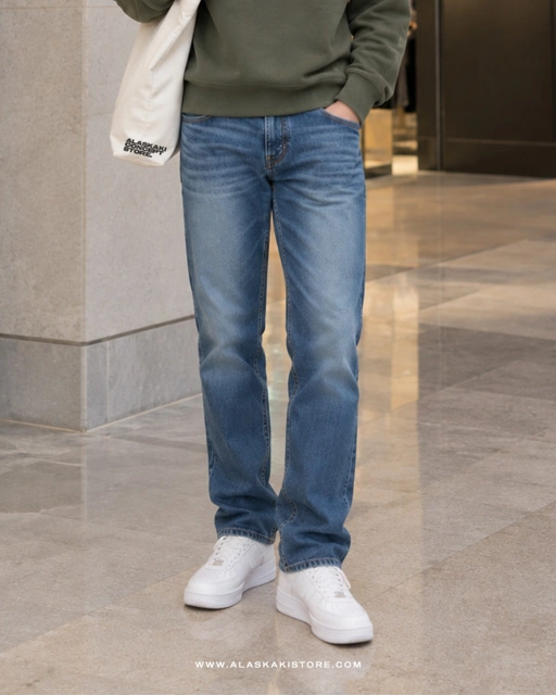 Slim Straight Jeans Blue Washed UQ5038