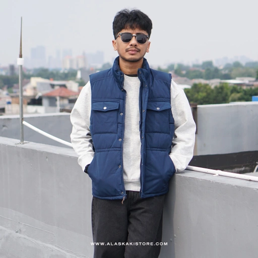 Image of Puffer Vest Jacket Blue GF1005