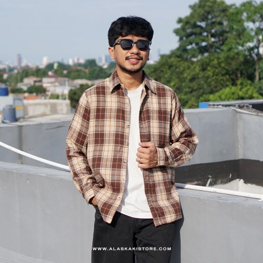 Image of Flannel Shirt by Common Issue Brown CI2001