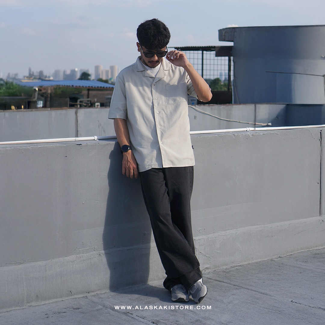 Open Collar Shirt by Hush Puppi*s Khaki HP2002