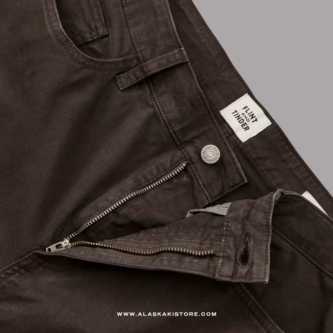 Twill Pants Straight Fit Dark Brown FT5026