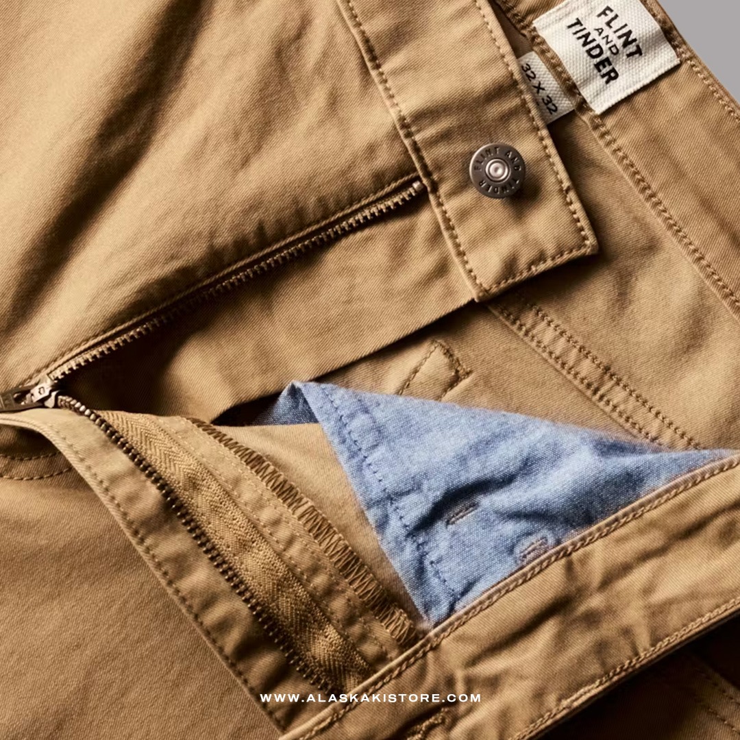 Twill Pants Athletic Tappered Fit Brown FT5015