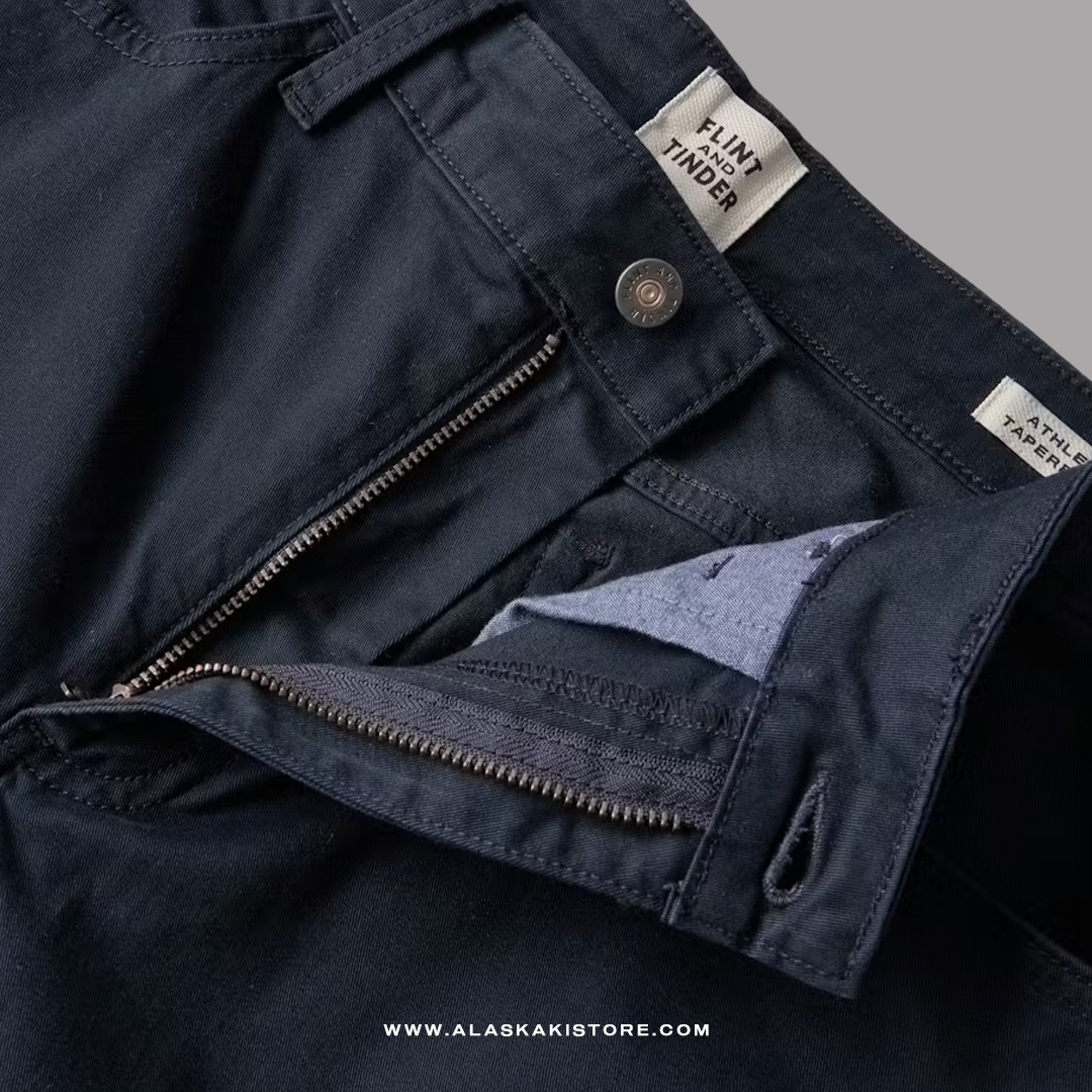 Twill Pants Athletic Tappered Fit Navy FT5016