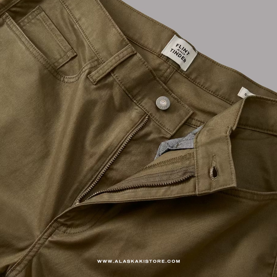 Twill Pants Athletic Tappered Fit Olive FT5018