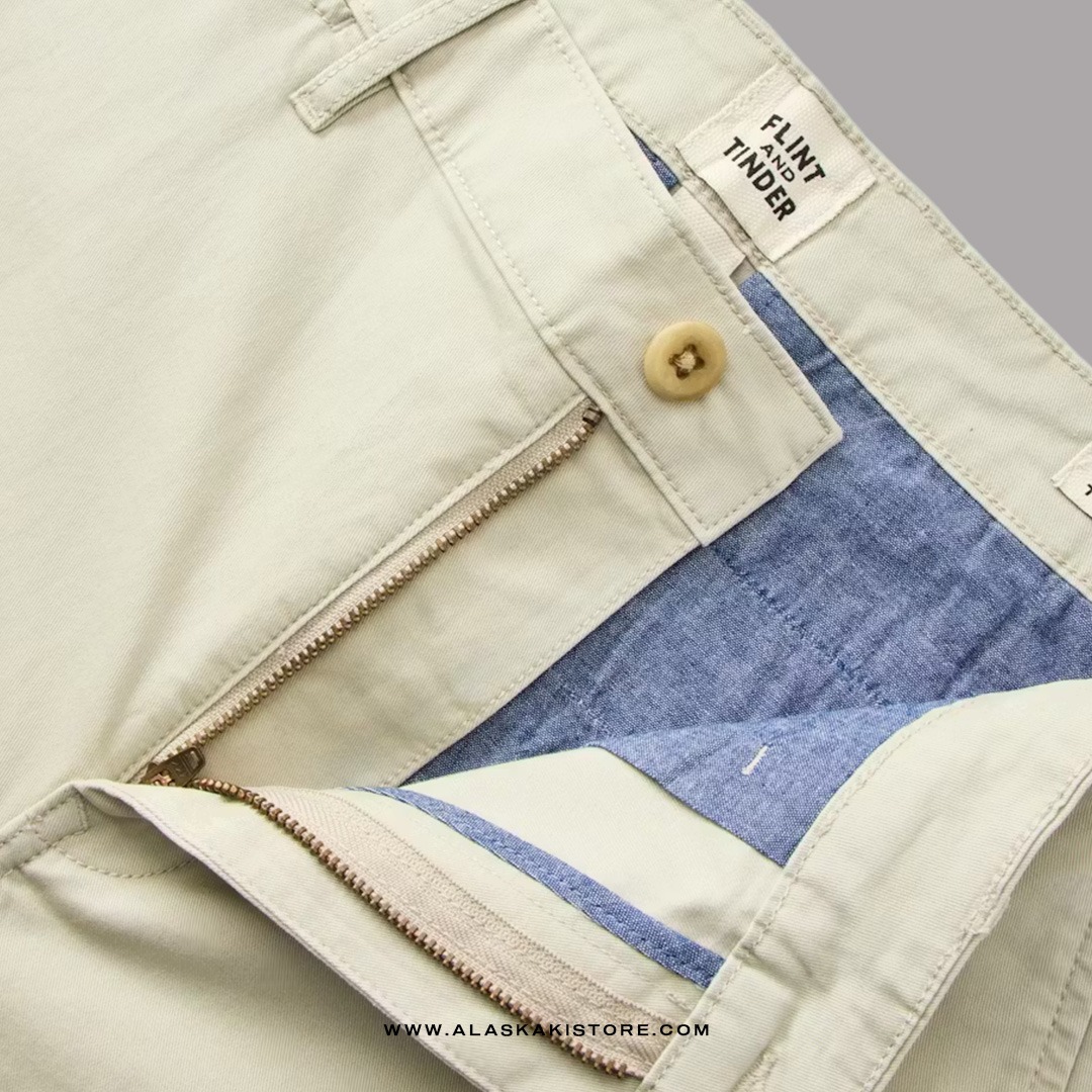 Athletic Tappered Fit Chino Pants Ivory White FT5031