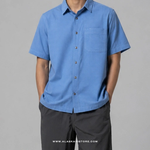 Image of Pucker Dry Short Sleeve Shirt Blue RR2002
