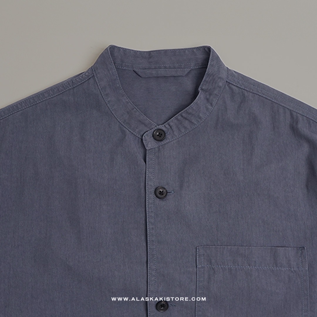 Collarless Long Sleeve Shirt Blue GL2002