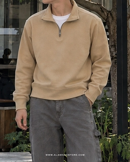 Half Zip Sweatshirt Khaki BR7003