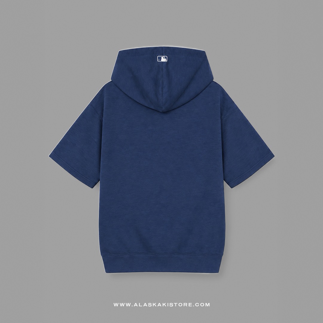 Short Sleeve Pullover Hoodie Navy ML1001