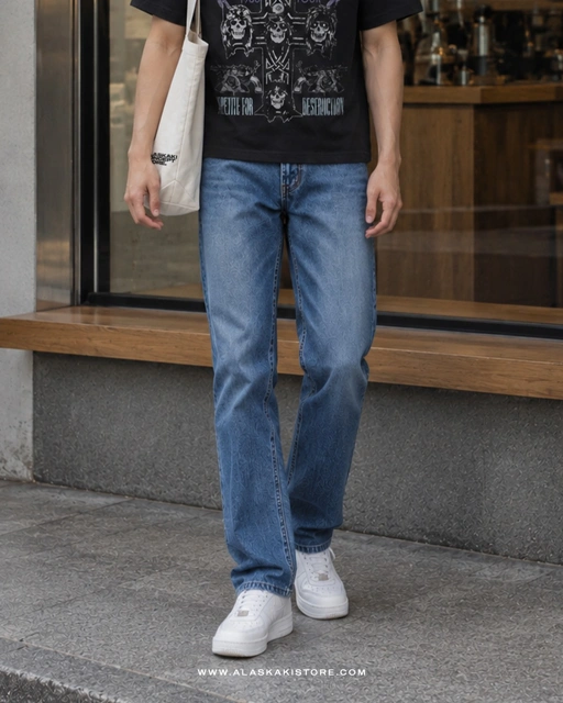 Slim Straight Jeans Medium Blue UQ5040