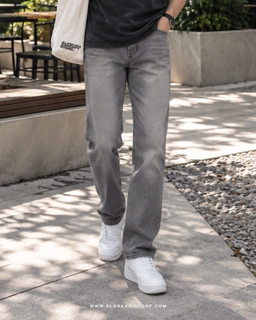 Slim Straight Jeans Grey Washed UQ5039