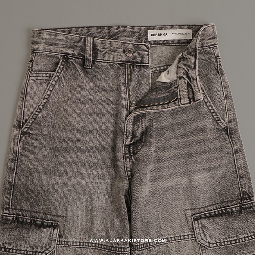 Loose Cargo Pants Grey Washed BS5039