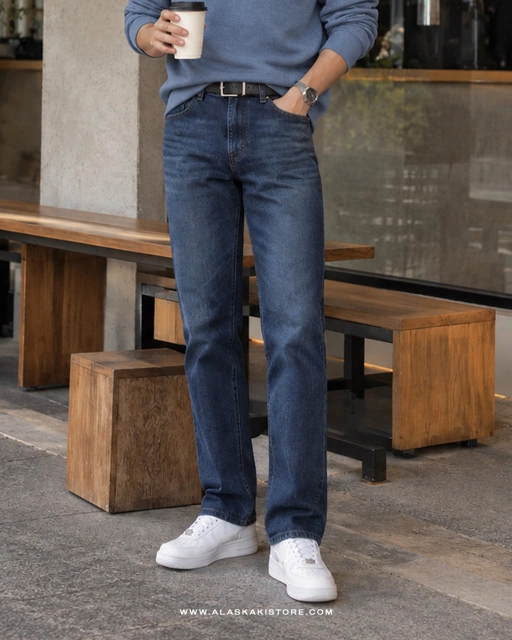 Slim Straight Jeans Blue UQ5041