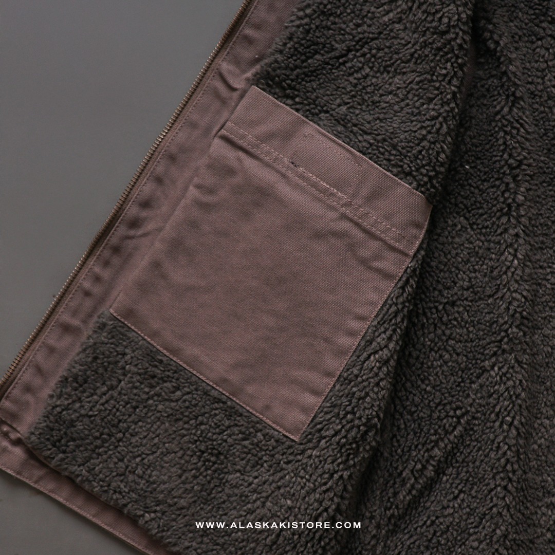 Unisex Canvas Sherpa Vest Jacket Grey CR1010