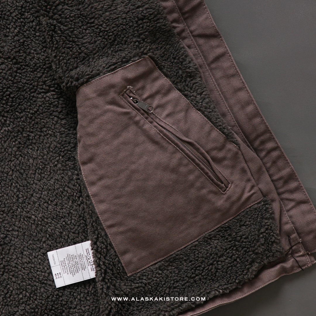 Unisex Canvas Sherpa Vest Jacket Grey CR1010