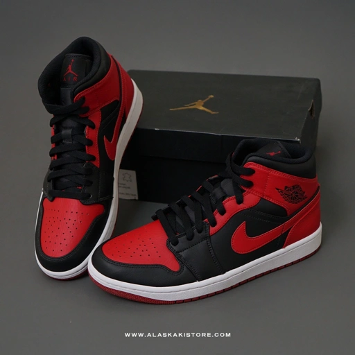 Image of Air Jordan 1 Mid Banned Bred (NEW)