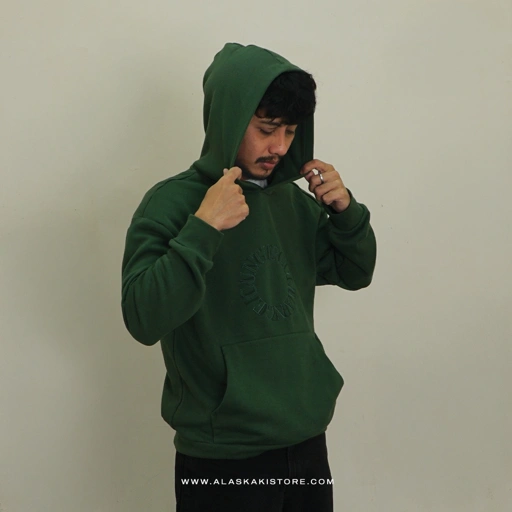 Image of Printed Pullover Hoodie Green HM1119