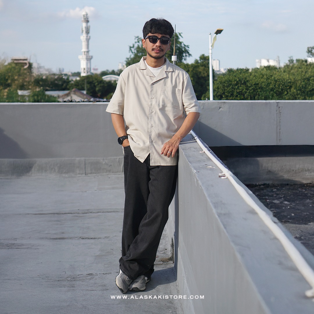 Open Collar Shirt by Hush Puppi*s Khaki HP2002