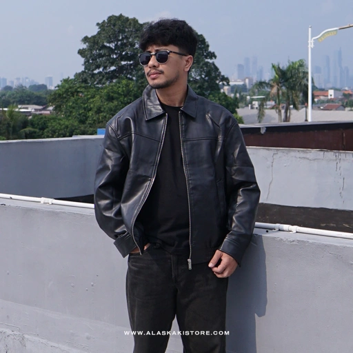 Image of Faux Leather Bomber Jacket PH1004