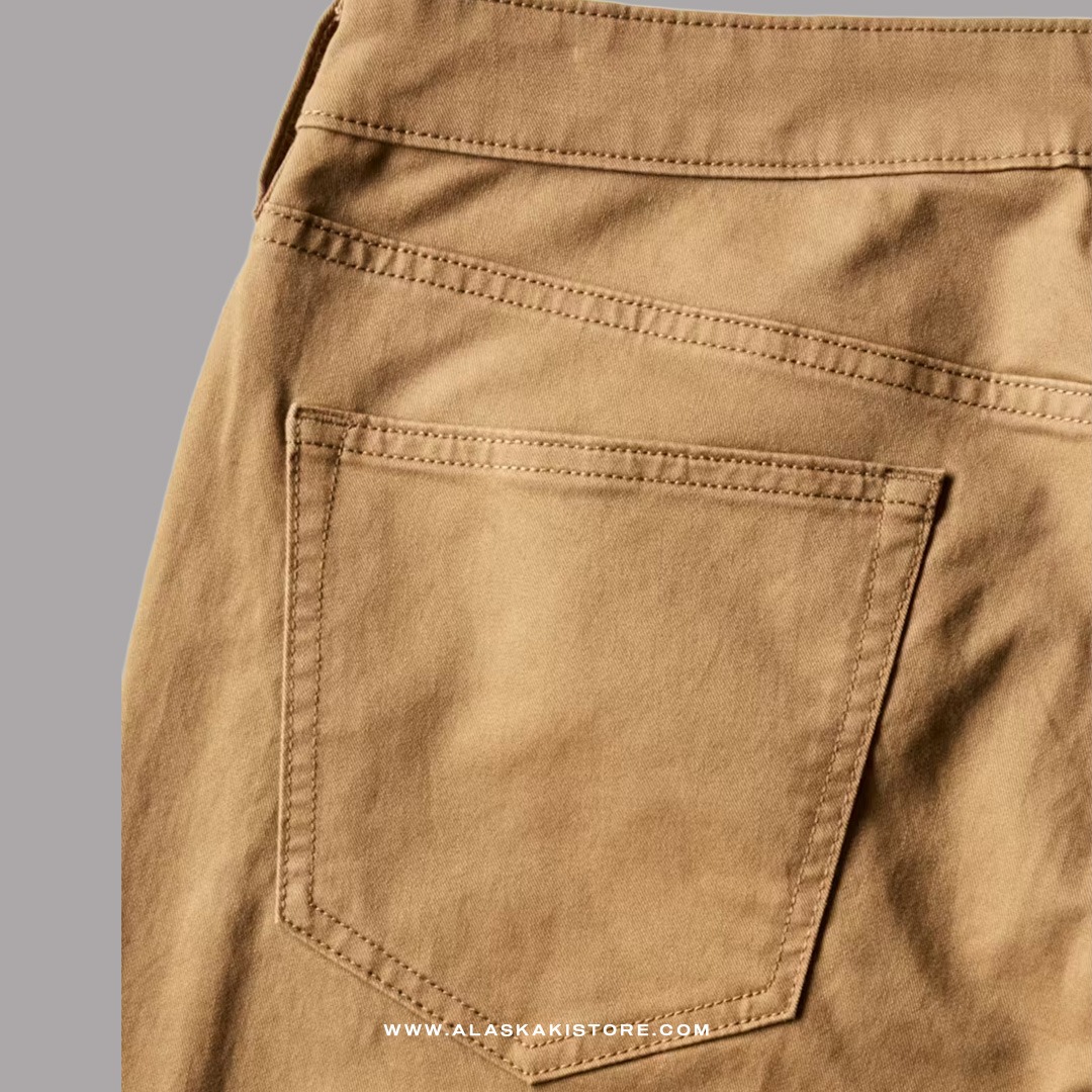 Twill Pants Athletic Tappered Fit Brown FT5015