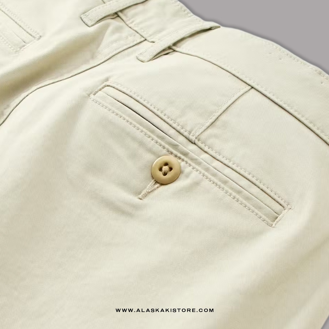 Athletic Tappered Fit Chino Pants Ivory White FT5031