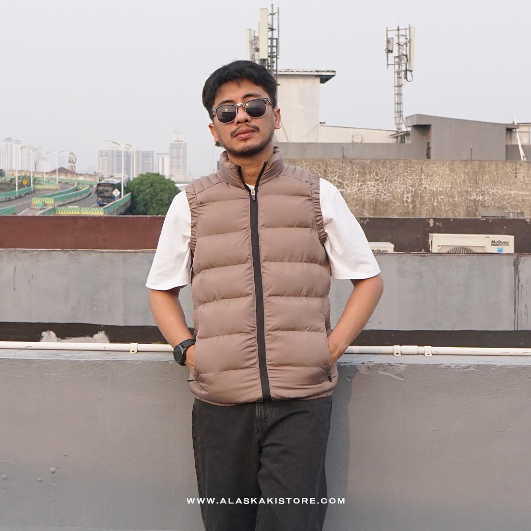 Puffer Vest Jacket Khaki BS1011