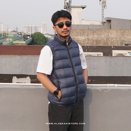 Image of Puffer Vest Jacket Blue Grey BS1015