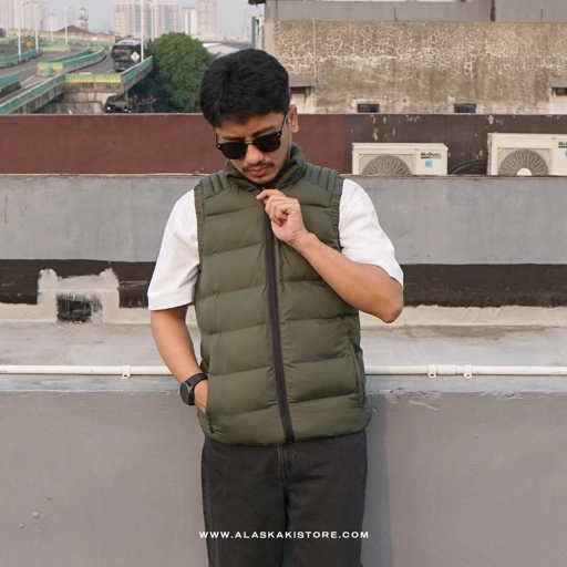 Image of Puffer Vest Jacket Olive BS1014