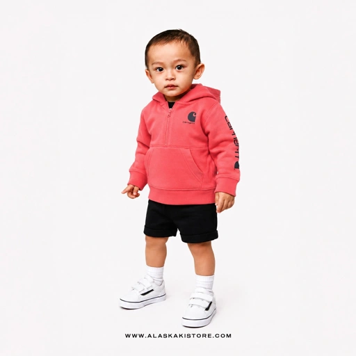Image of Half Zip Hoodie Baby Pink CR1016