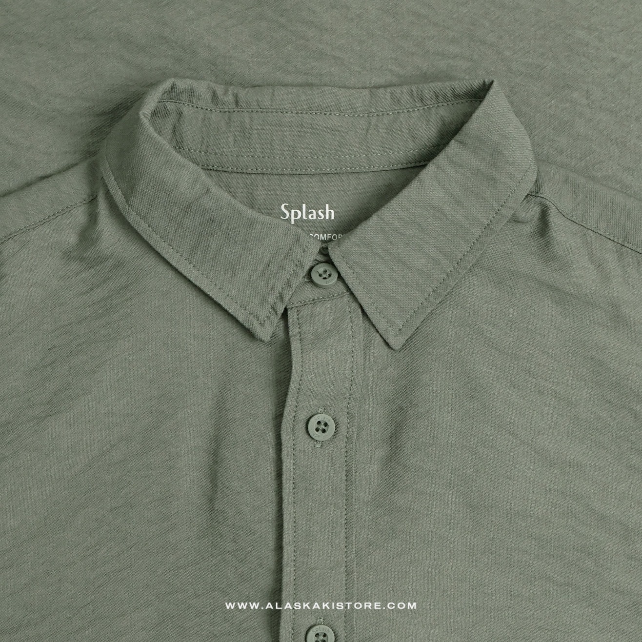 Crinkle Texture Long Sleeve Shirt Green SH2034