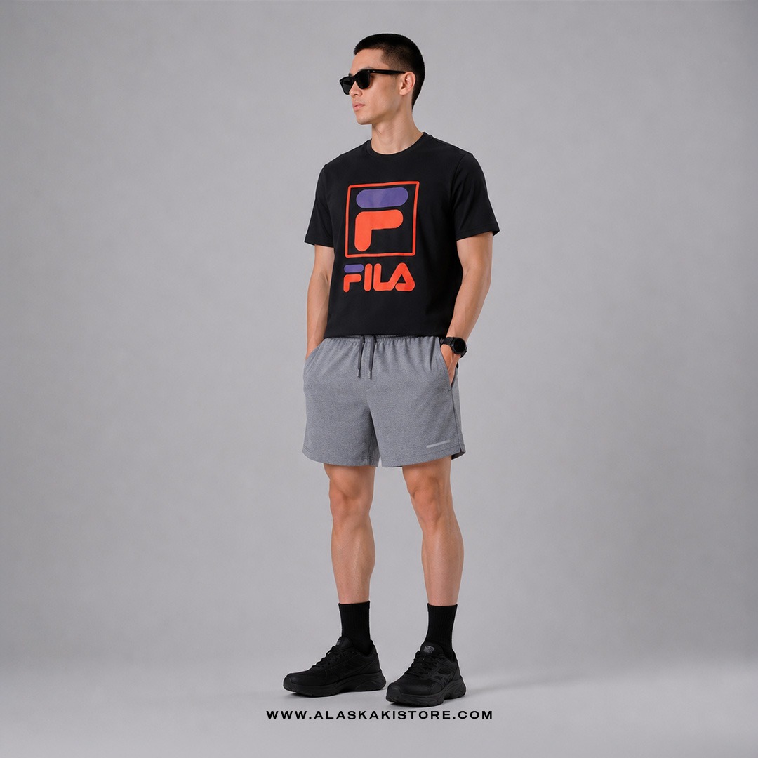 Quickdry Tshirt Black Logo Red FL4016