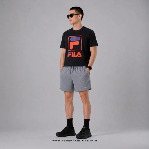 Quickdry Tshirt Black Logo Red FL4016