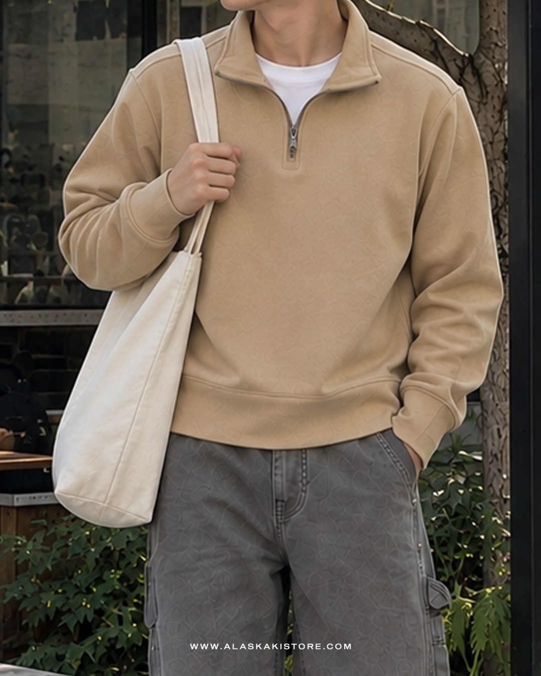 Half Zip Sweatshirt Khaki BR7003